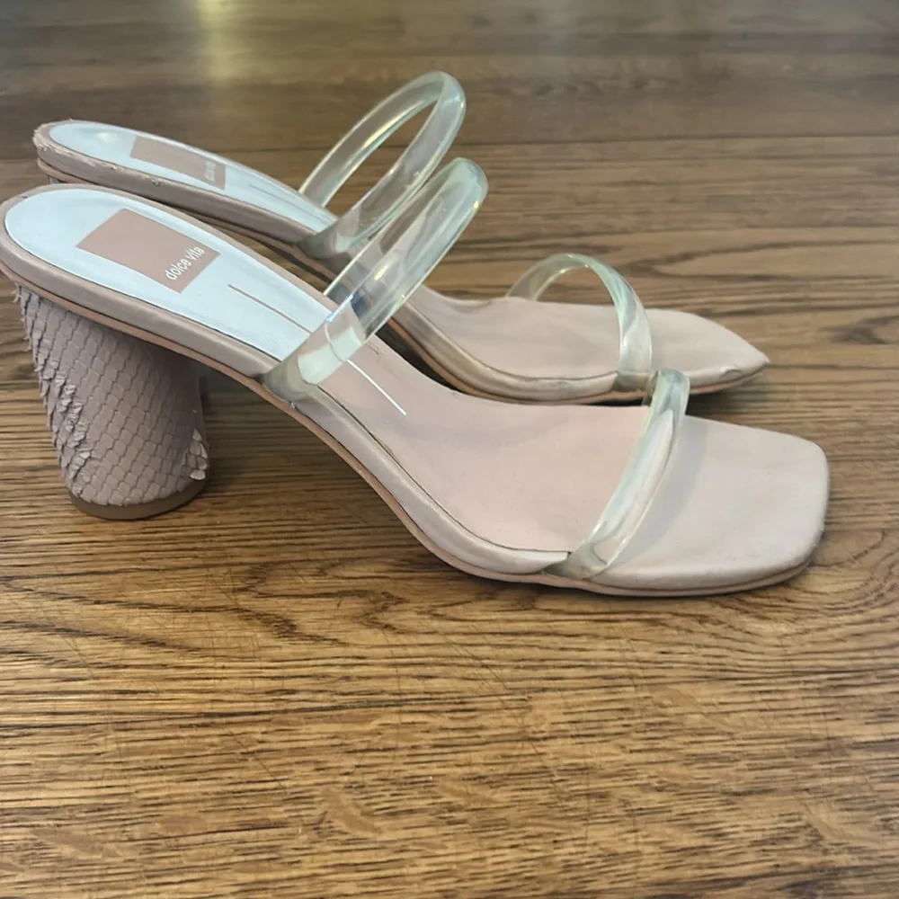 Dolce Vita Clear-Strap Block-Heel Sandals Nude Size 8